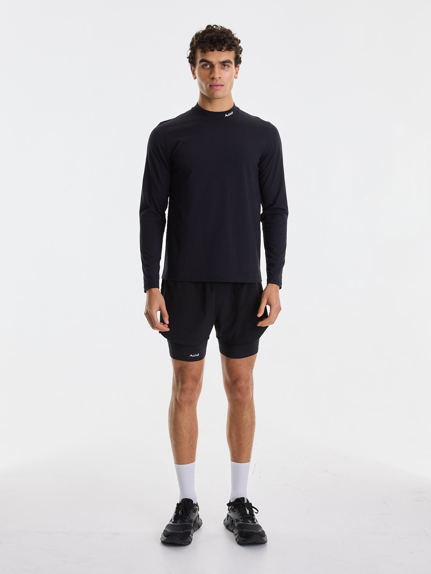 Men's Mock Neck Long Sleeve - Black