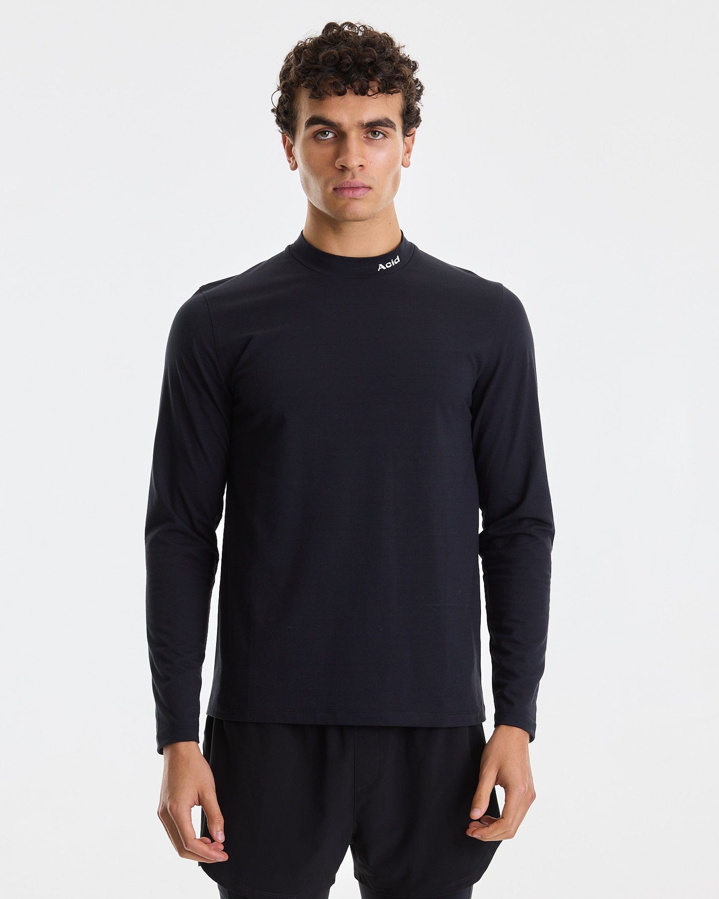 Men's Mock Neck Long Sleeve - Black