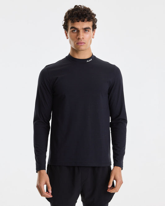 Men's Mock Neck Long Sleeve - Black