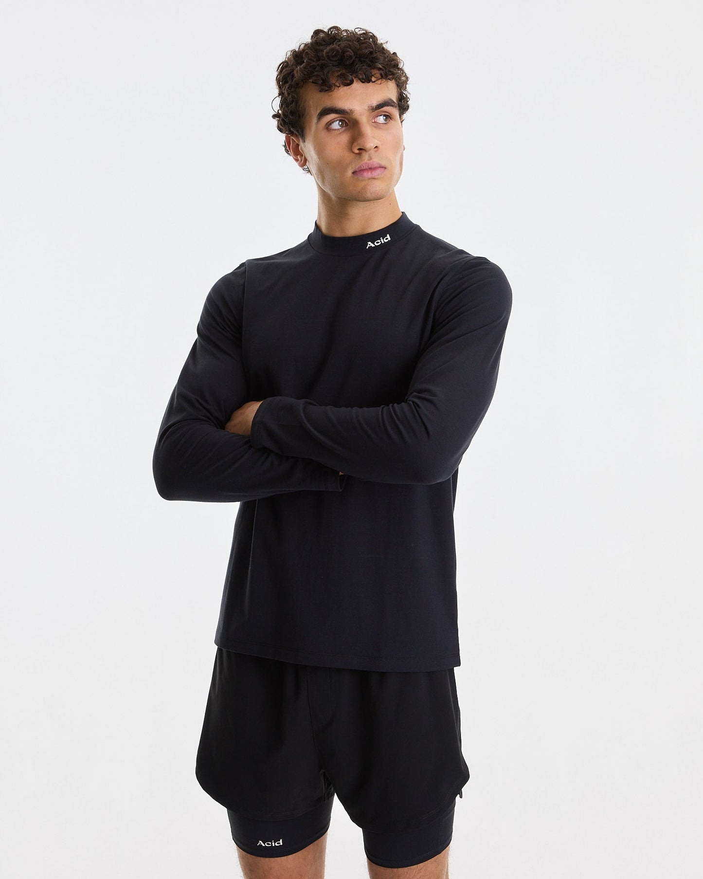 Men's Mock Neck Long Sleeve - Black