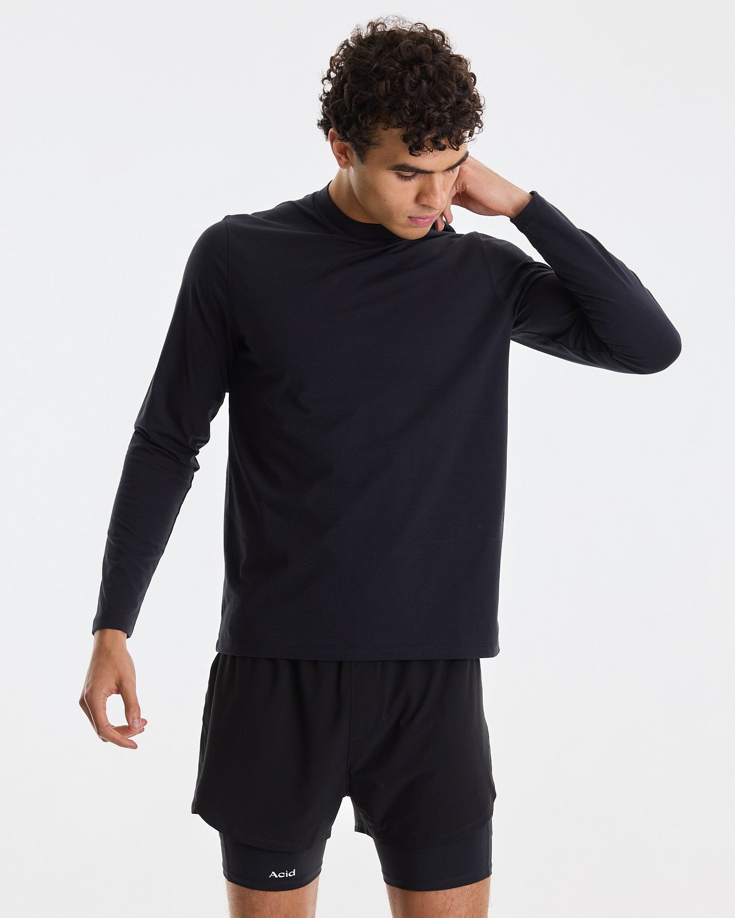 Men's Mock Neck Long Sleeve - Black
